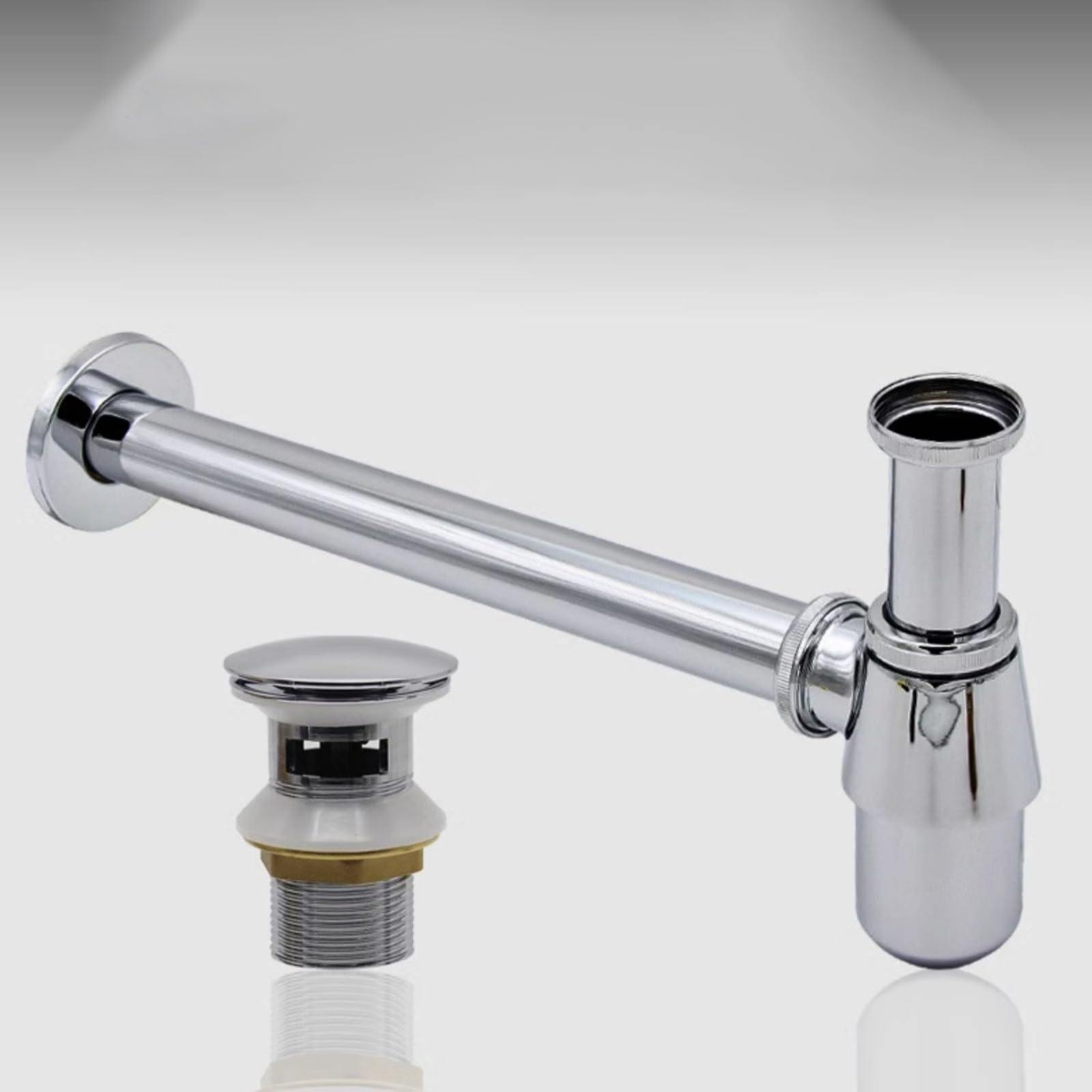 Siphon Waschbecken Mit Überlauf,Geruchsverschluss,Pop Up Ablaufventil,Verstellbares Abflussrohr,Bächlein Siphon Für Die Küchenspüle