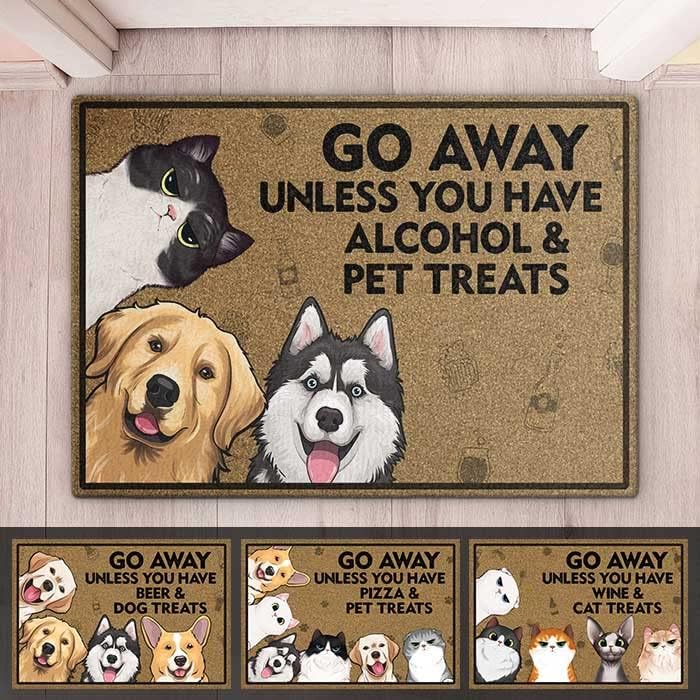 Miniatura 2 de Pawfect House Go Away Unless You Have Alcohol & Pet Treats  Tapete decorativo personalizado para gatos  Regalo para dueños de gatos, amantes de los