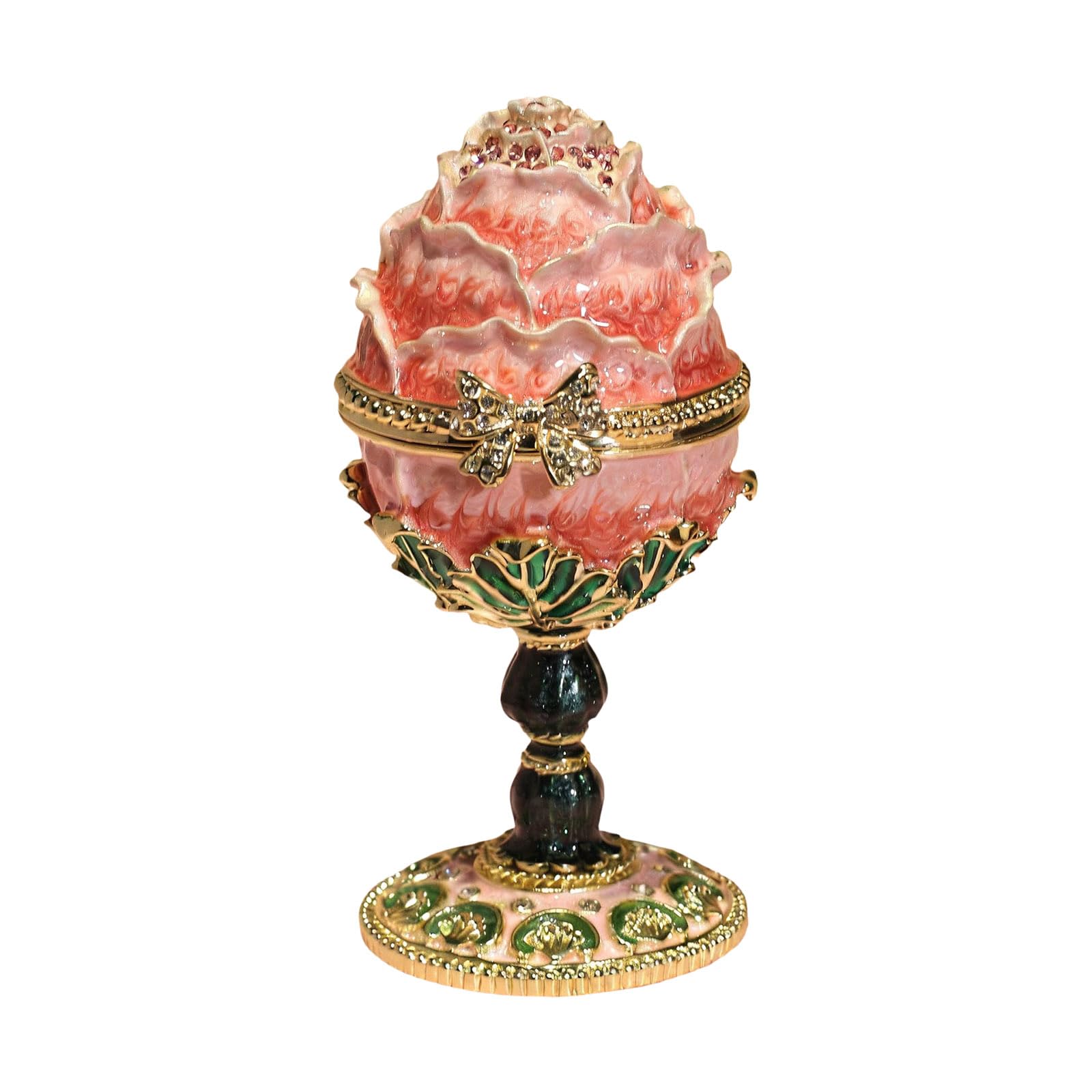 Msioytog Alloy High Foot Easter Eggs Jewelry Box with Delicate Handcraft Detail for Holiday Decoration and Gift Giving Decorative Easter Storage Box