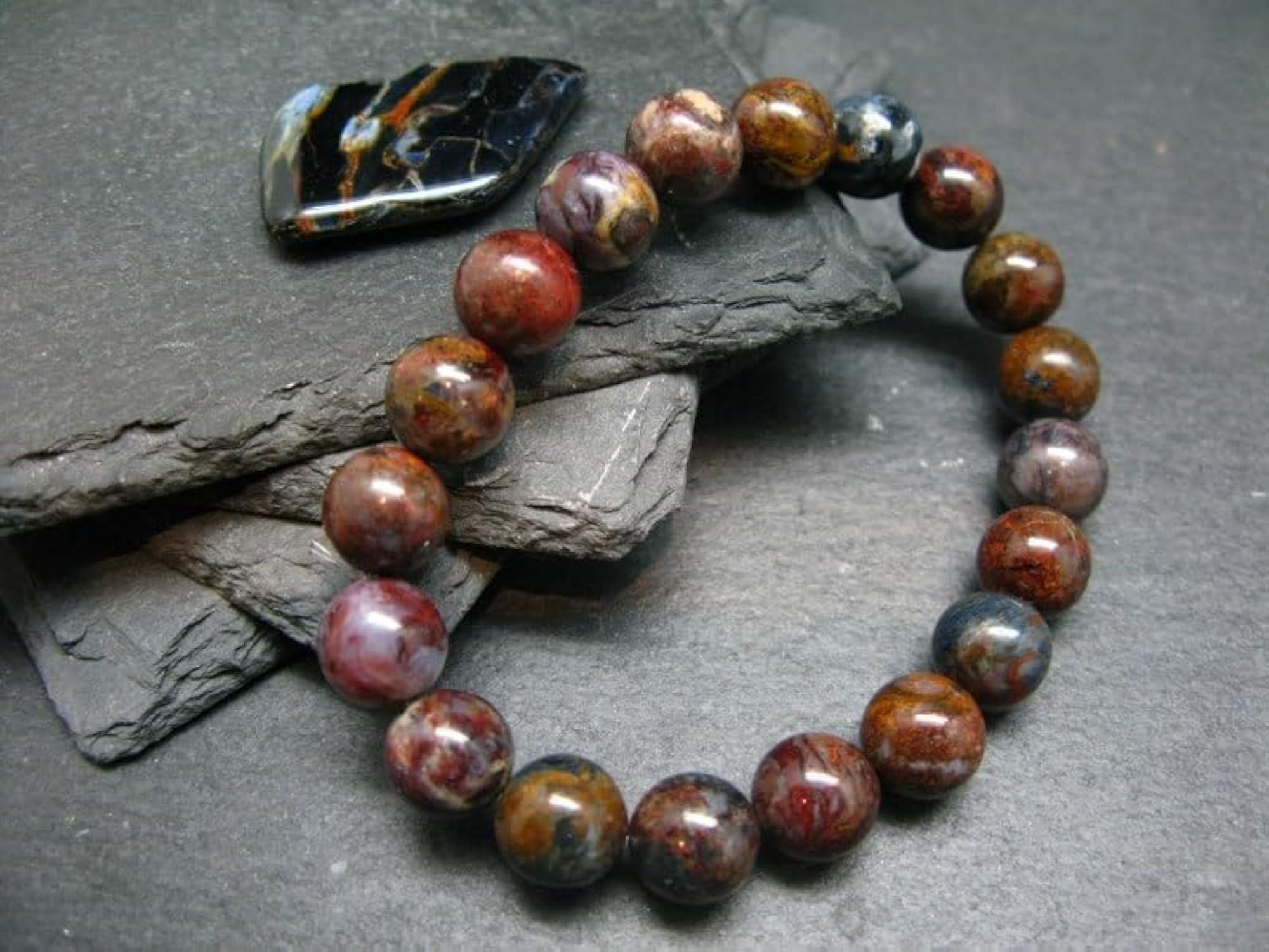 Unisex Natural Pietersite 10mm Bead Stretchable Bracelet, Healing