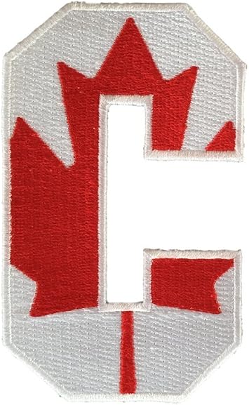 Hockey Style Patch White Canadian Canada C Patch Captain Iron On for Jersey Football, Baseball. Soccer, Hockey, Lacrosse, Basketball