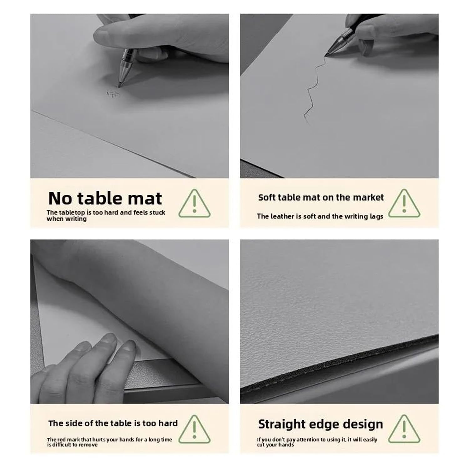 Sous Main Bureau Cuir,Coutures Faites à La Main Durables,Fond Antidérapant,Tapis De Table Résistant Avec Protège-Bord,Adapté Pour Le Bureau/La Maison/Les Étudiants,Tapis de bureau noir (80 * 40CM)