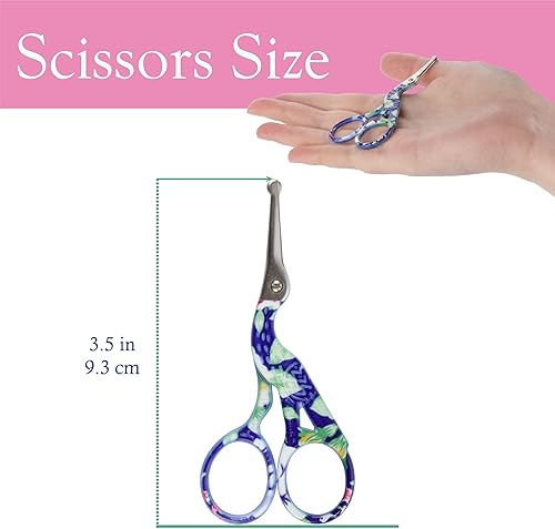 Miniatura 6 de JubileeYarn - Tijeras de cigüeñas de acero inoxidable para bordado, tamaño pequeño, color azul, 1 par