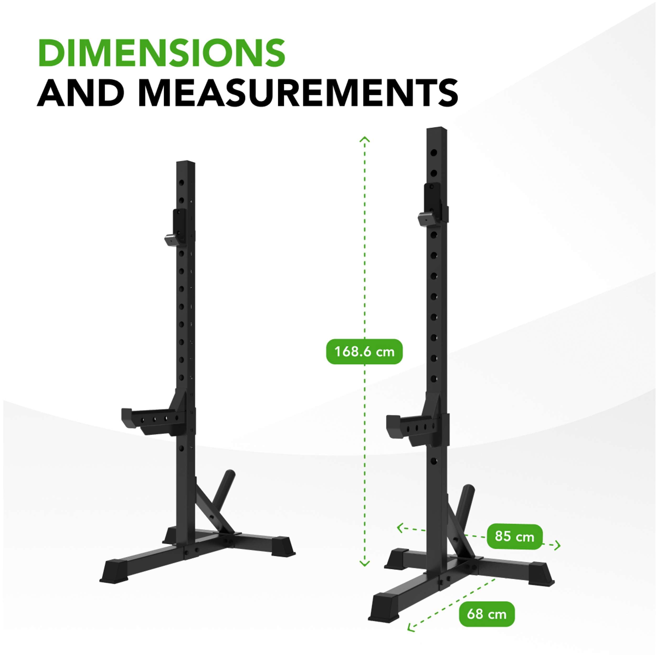 Tunturi SS60 Hantelablagen – Supporto per squat con bilanciere – Homegym con portata fino a 200 kg – Regolabile in altezza – Supporto per manubri