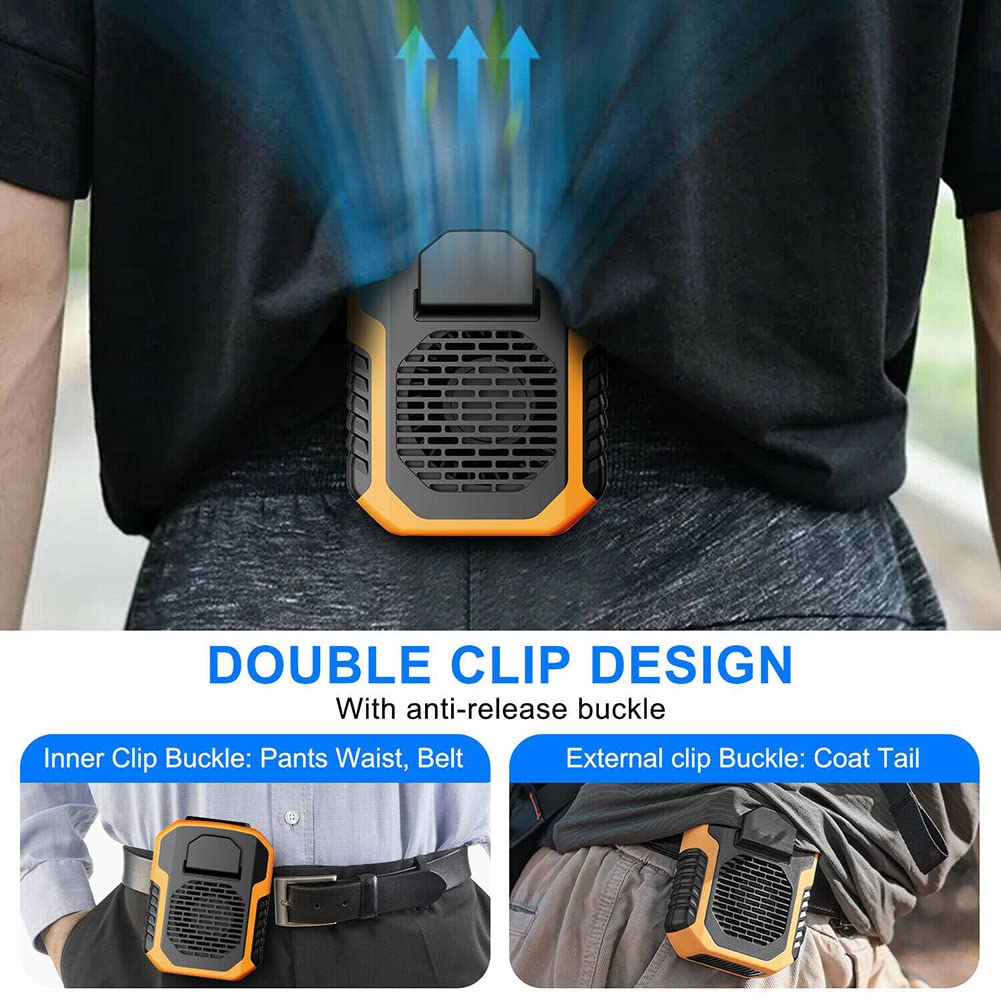 RANRAO Ventilateur Portable USB Rechargeable 2000mAh - Mini Ventilateur de Cou et Ceinture pour T-shirt, Veste, Vêtements - Idéal pour Cyclisme