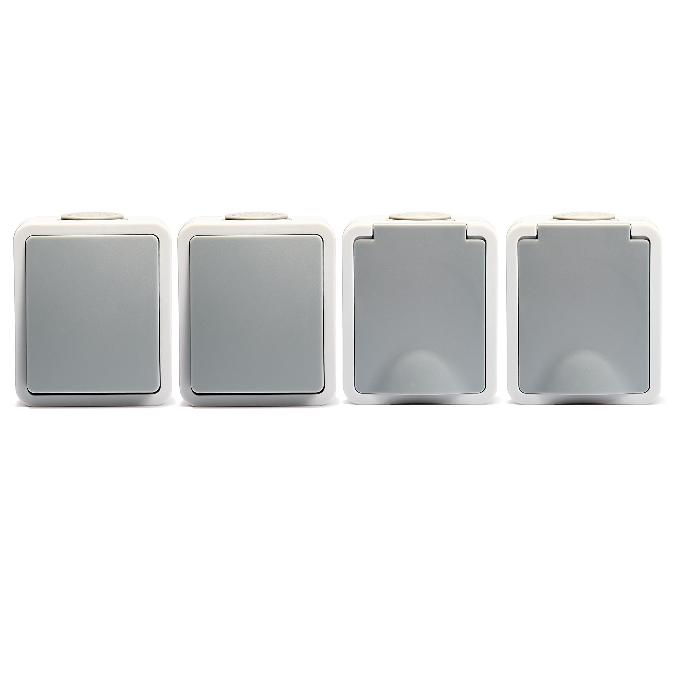 MC POWER Set 3 Interruttori E Prese Da Esterno IP44 Grigio Per Ambienti Umidi - 5
