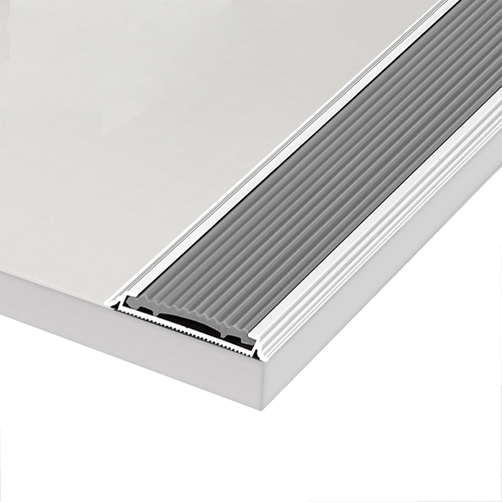 YLLFFLL Aluminum Stair Nosing Edge Trim with Rubber Edging, Non-Slip Stair Edge Protector for Homes/Schools/Hospitals, Stair Edge Safety Strips(Gray,2.3m/7.5ft)
