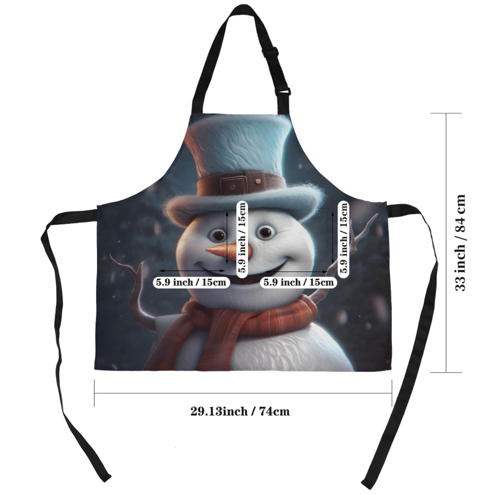 Aglebo Snowman Cute Chef Apron with Pockets Adjustable Shoulder Strap Waterproof Cooking Apron for Kitchen Baking Gardening Pottery Painting