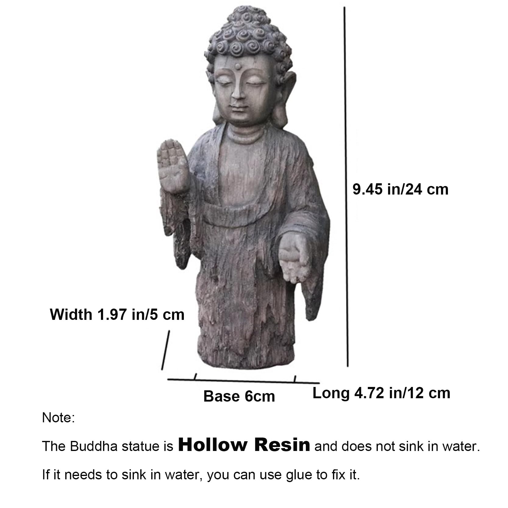 Statua di Buddha da Giardino, Scultura Zen, Decorazione per Interni ed Esterni, Statua di Buddha in Resina retrò (L) 12 x (A) 24 cm, per casa, Patio, Cortile, laghetto.,A