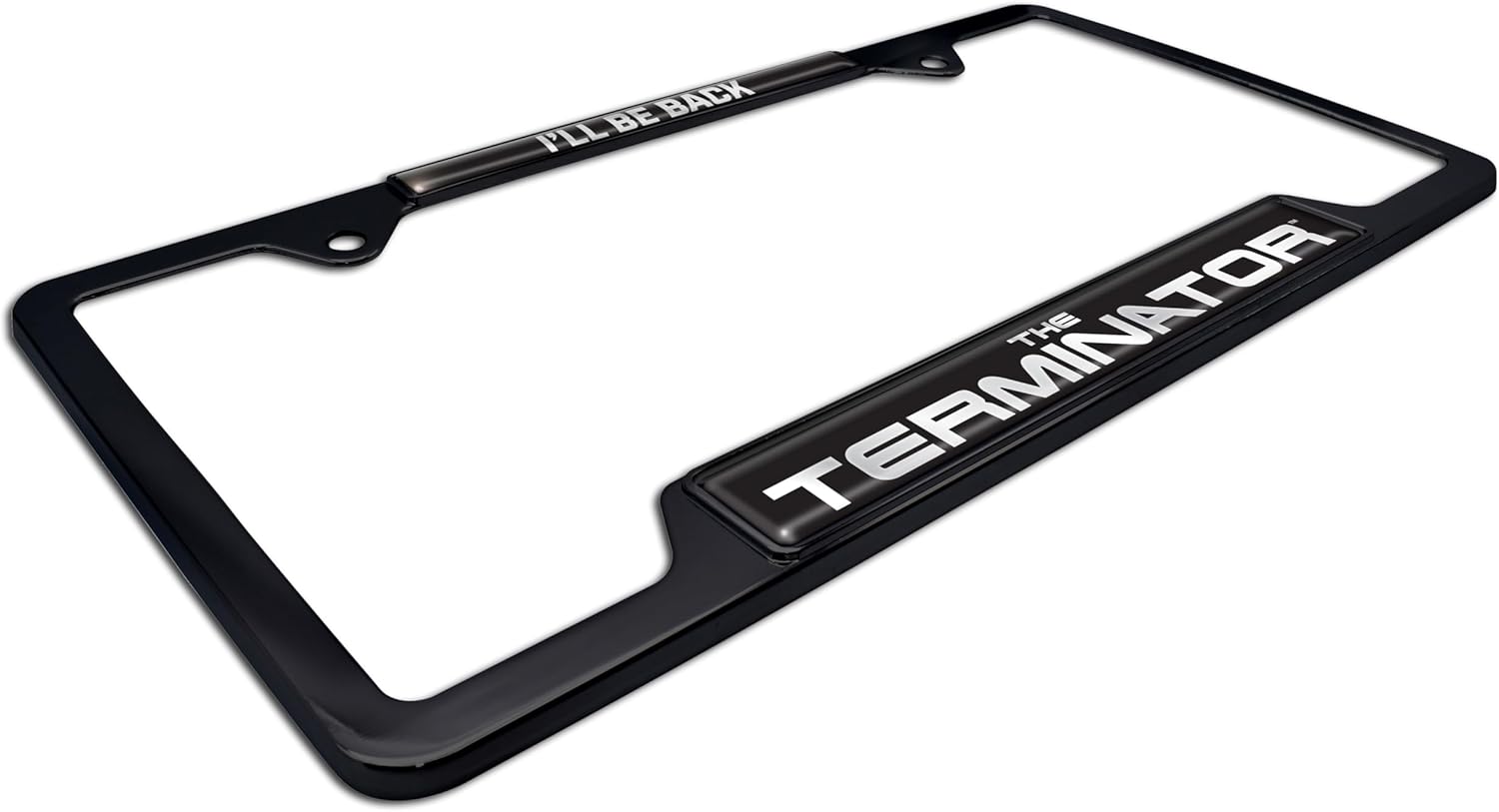 Elektroplate Officially Licensed – Terminator I'll Be Back Black All-Metal Open Corner License Plate Frame Tag Holder for Cars/SUVs/Trucks Weather-Proof Automotive Accessory