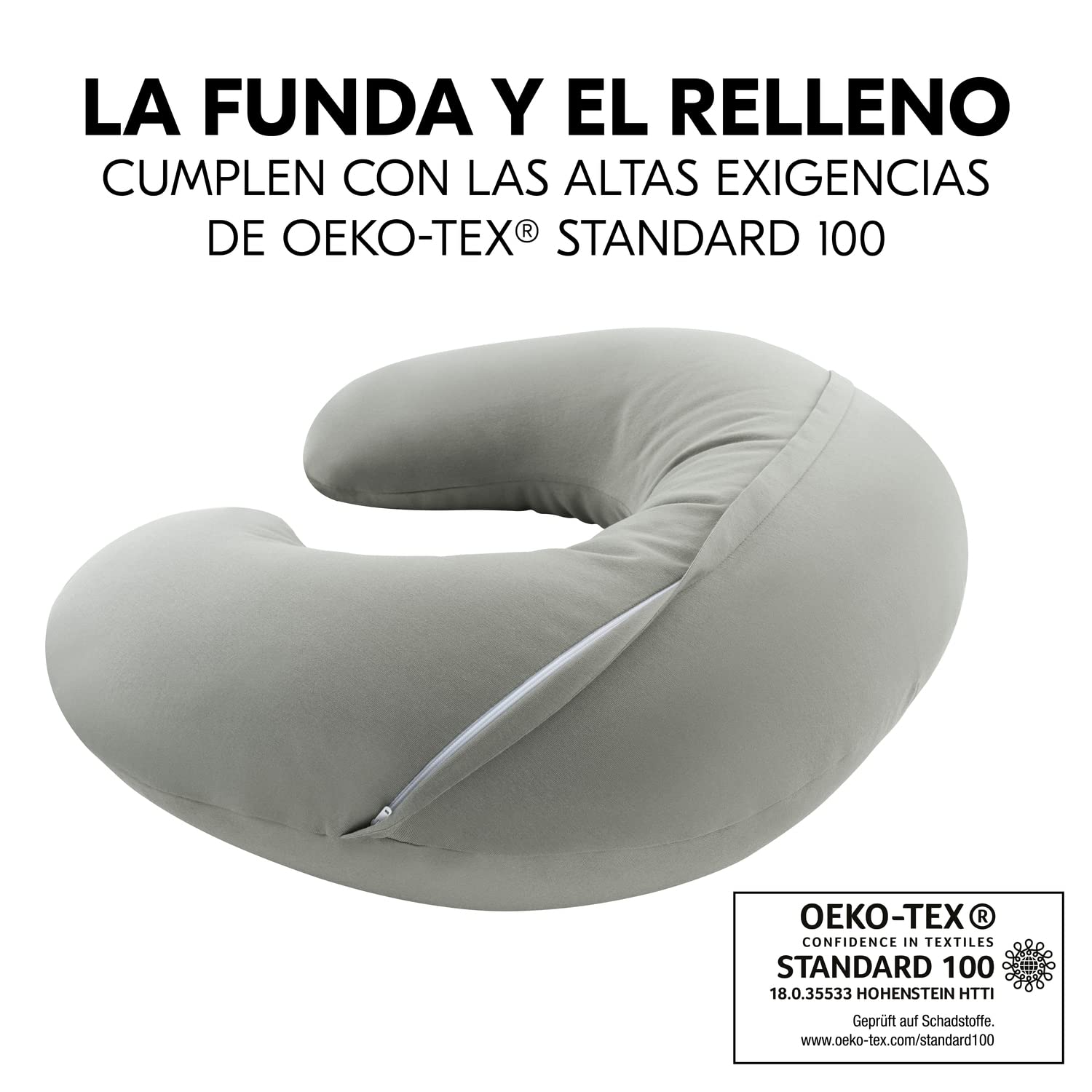 hauck Nurse N Care Cojin Lactancia Bebe, Almohada Emabarazada con Relleno de Microperlas, Cojin Mimos de Algodón, Incl. Bolsa de Transporte, Lavable