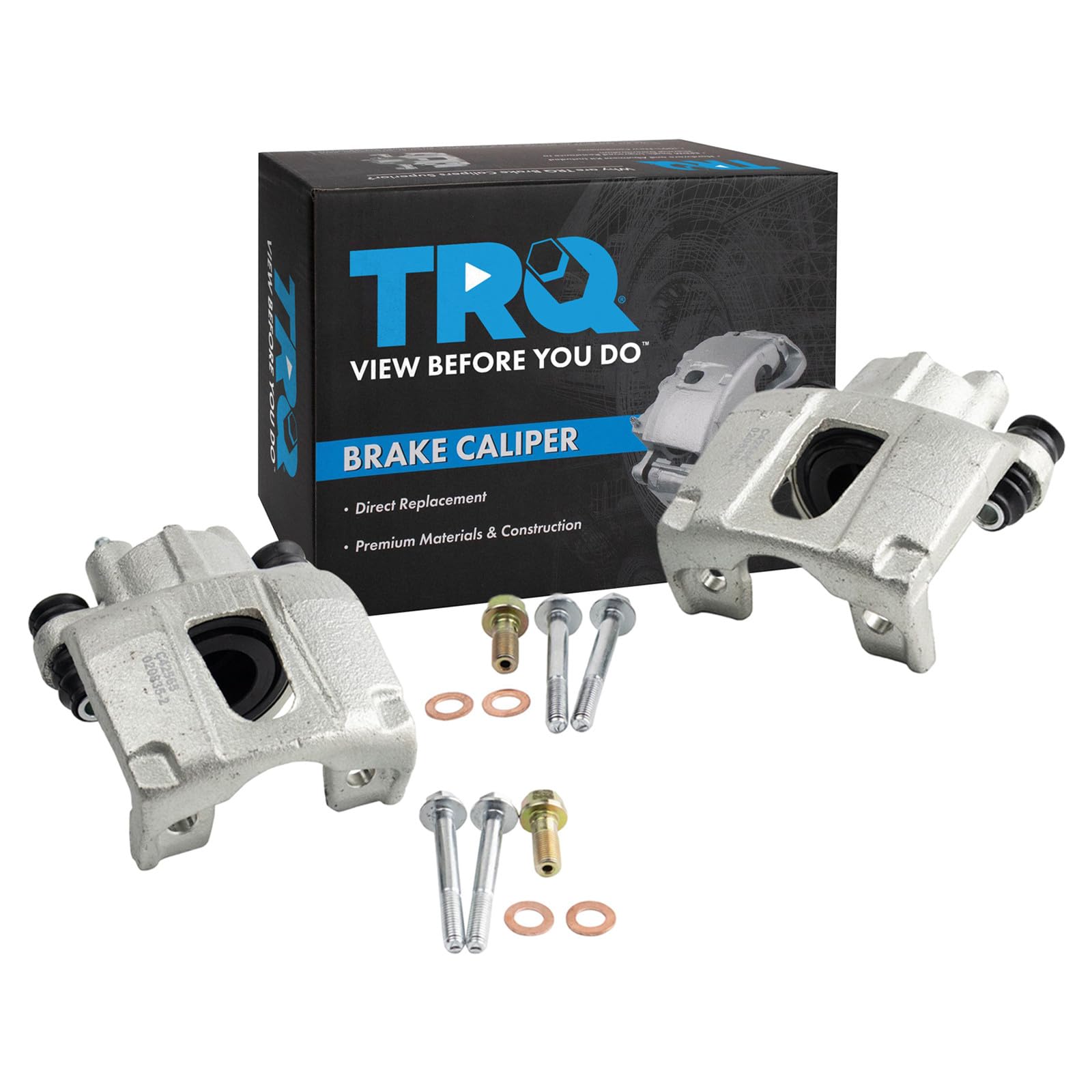 TRQ Rear Driver and Passenger Side Brake Caliper Set Hardware