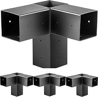 TROPTOLKY Pergola Brackets 4PCS Woodworks Pergola Kit 3-Way Right Angle Corner Bracket Elevated Wood Stand Kit Pergola/Gazebo Kit with Screws for 4x4 Lumber