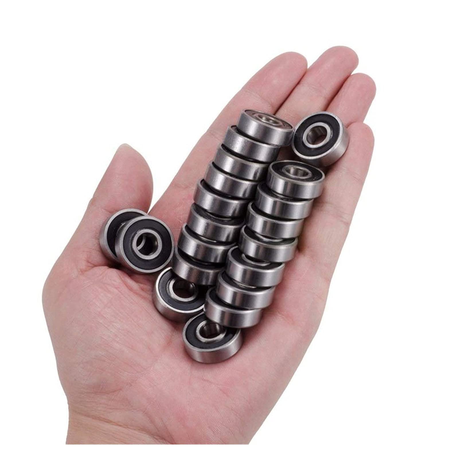 Strumenti per la casa 20 Confezione 608-2RS. Cuscinetto a Sfere - Doppia Gomma sigillata in Miniatura scanalatura a Sfere a Sfere per Skateboard, Pattini in Linea (Color : Silver And Black)
