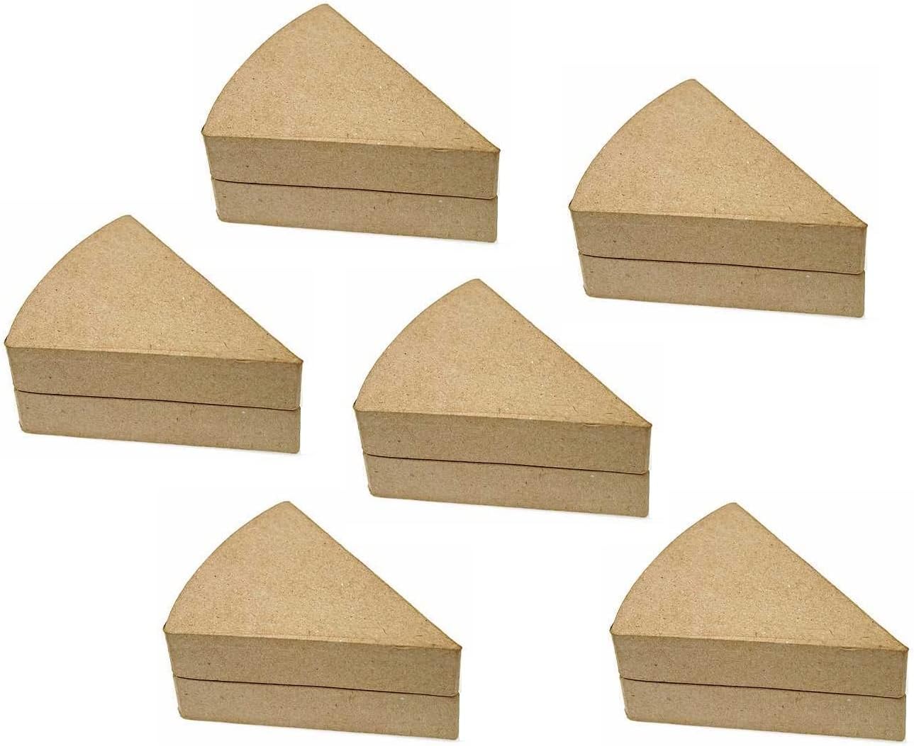 Favor Box Paper Mache Cake Slice -(6 Pcs) Cake Boxes Come With Lids & Ready to Decorate as a Slice of Cake or a Wedge of Cheese by Factory Direct Craft