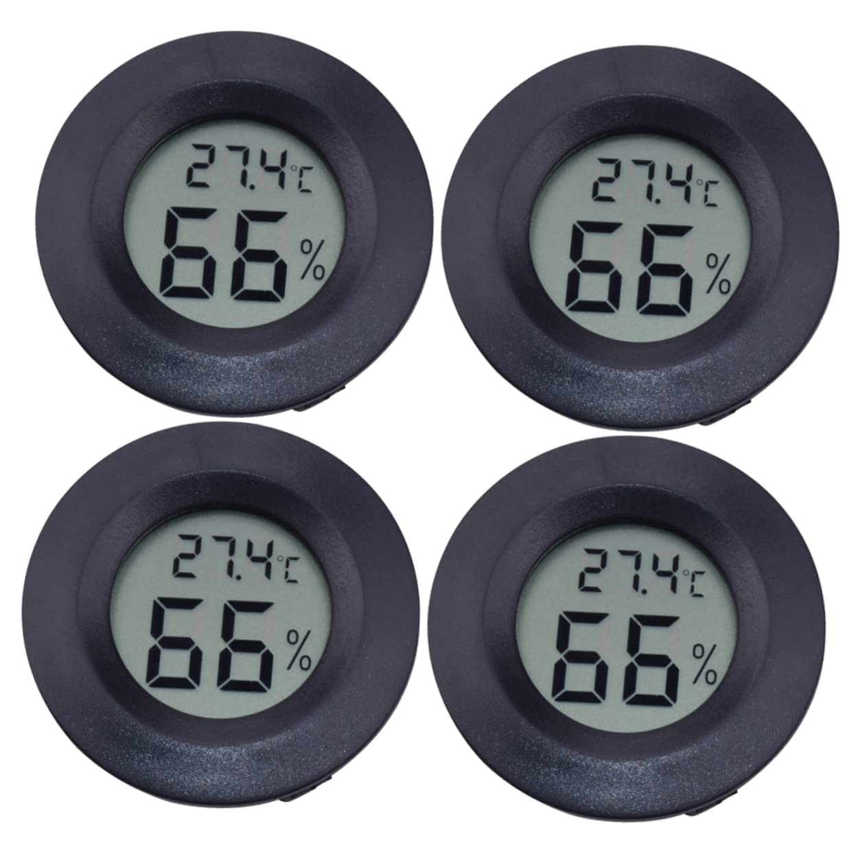 Toyvian 2 Series Termómetro Acuario Medidor De Humedad Digital Accesorios Terrario De Reptiles Vivero Interior Calibre De Humedad Para Reptiles Redondo Black 4 Piezas*2