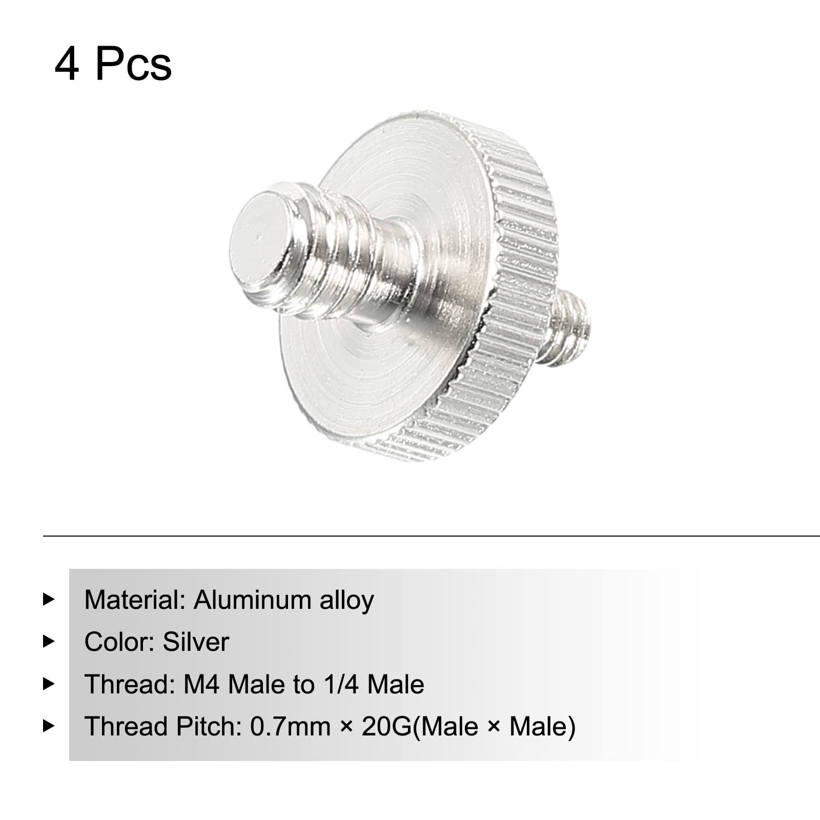 Lot De 6 Adaptateurs Pied Micro 1/4 Mâle Vers M6 Mâle - Alliage Aluminium Noir, Pour Trépied Micro/Appareil Photo