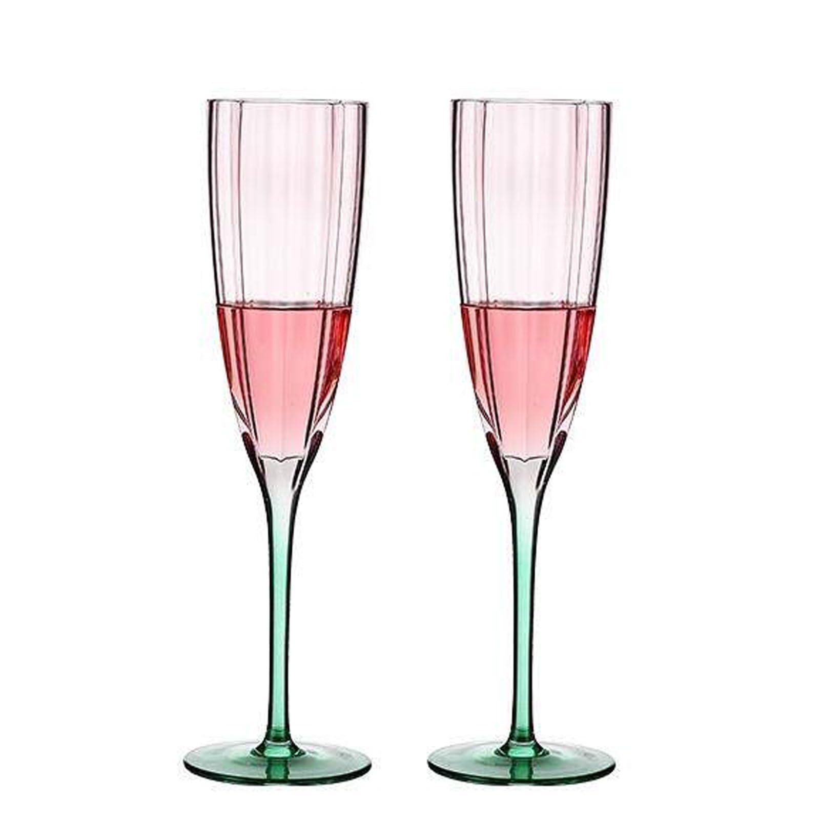 350 ml rosa und grünes Weinglas, Vintage-Stil, Stiel-Champagnerglas for Party, Hochzeit, Geschenk(230ml)