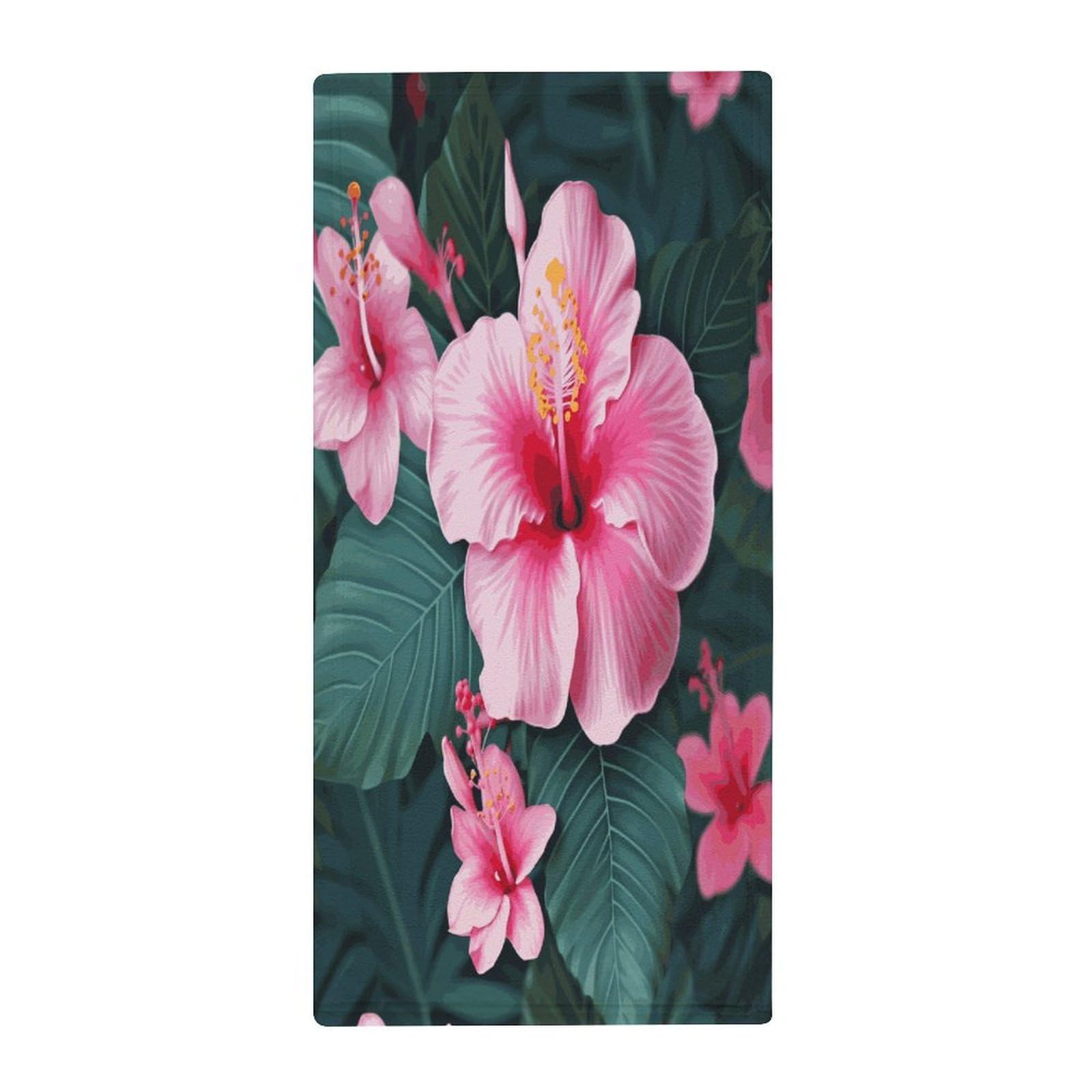 MUSM Premium Hand Towels for Bathroom Ultra Soft Printed Towels Coral Velvet Kitchen Hand Hawaii Pink Flower Towel Highly Absorbent Hotel Spa Towel Collection 13.8 X 28.7 in