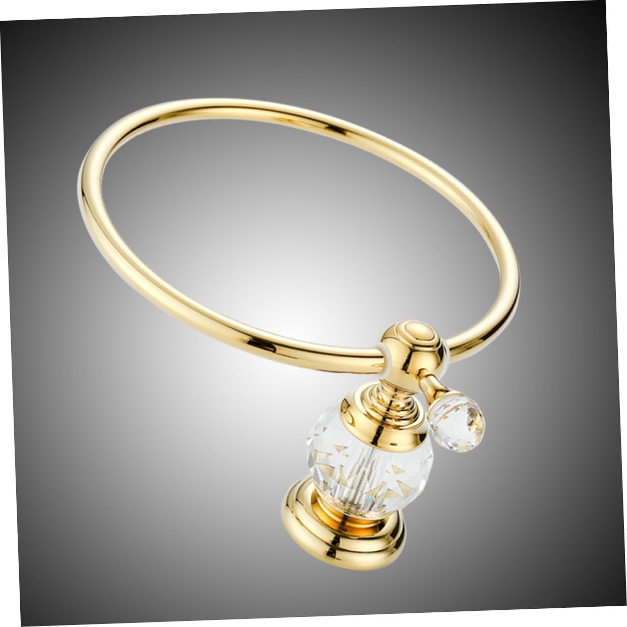 Refined Copper Towel Holder Wall Mounted Ring with Rotation Rust-Resistant Polished Metal Plating Elegant Golden Bathroom Accessory for Modern and Antique Style Bathrooms