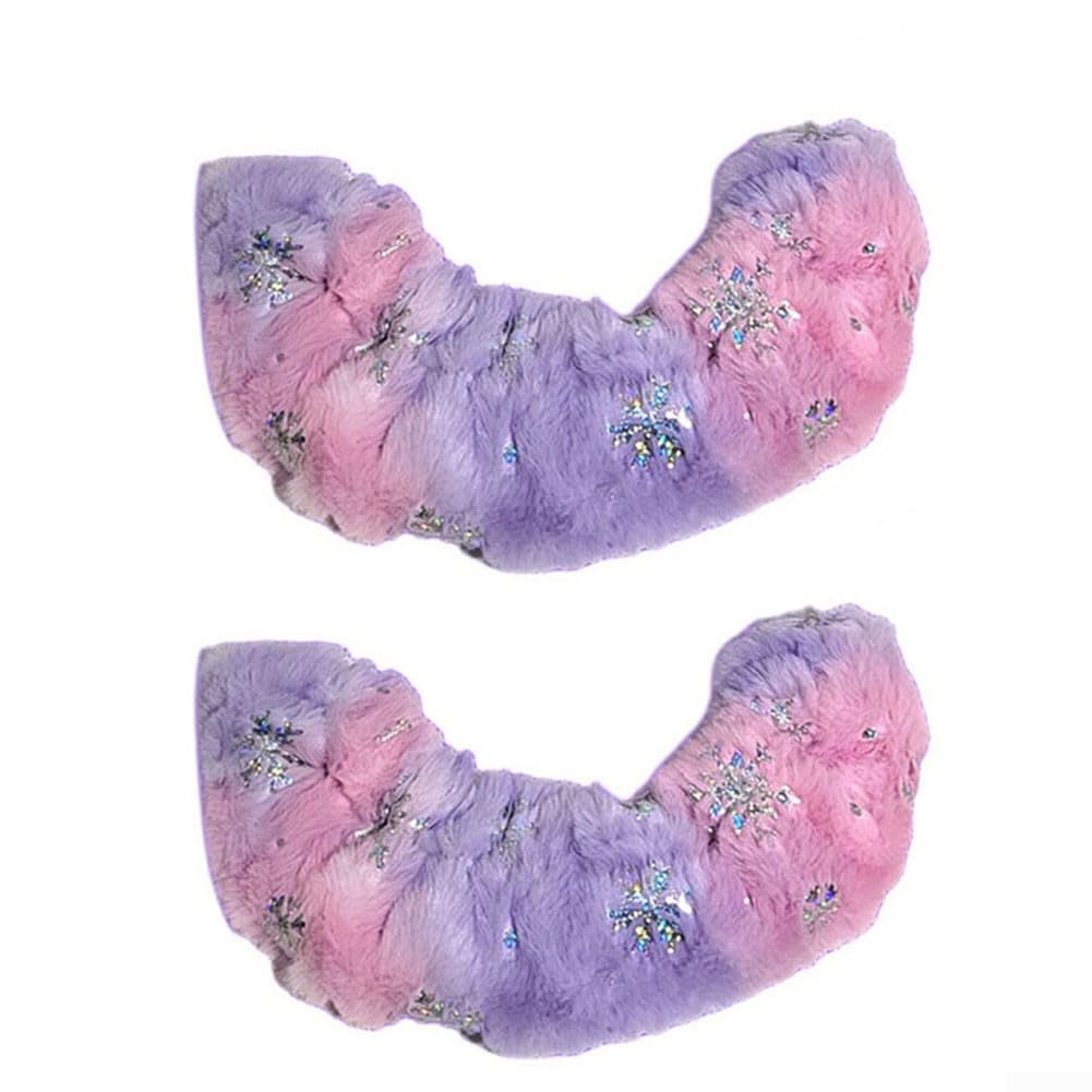 Yuanpgky 1 Pair Ice Skate Covers - Ice Skate Guards For Women - Soft Skates Soakers Accessories Covers - For Figure Skating/Hockey - For 25-30cm Blades(Pink purple)