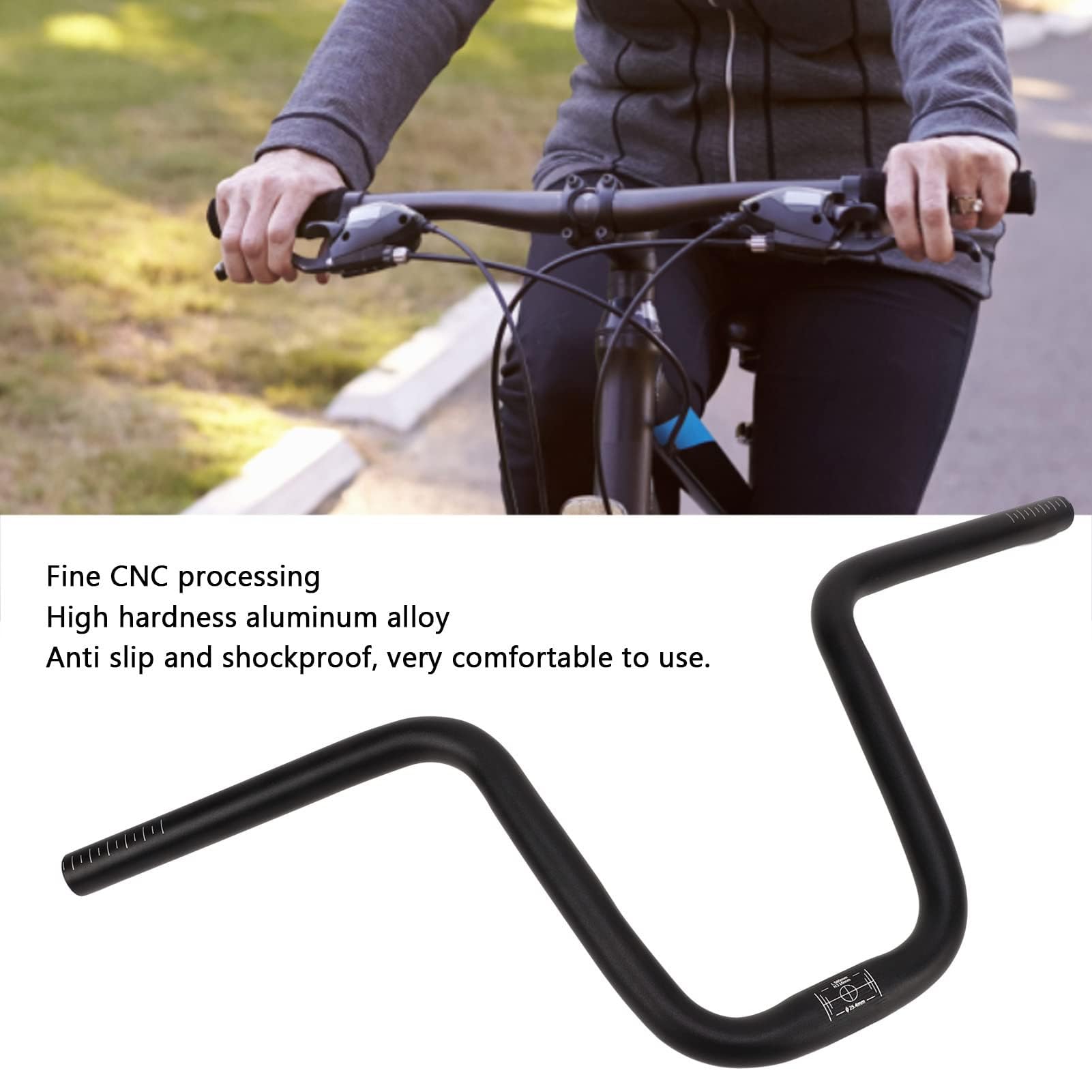 Guidon pour vélo de montagne, guidon élévateur de 25,4 mm en alliage d'aluminium, guidon de vélo extra long de 580 mm pour course en descente E-Bike (hauteur 210 mm/8,3 pouces)