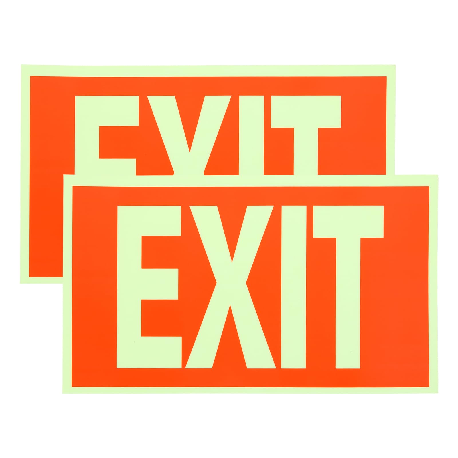 VIAPUICE Photoluminescent Exit Sign Glow in the Dark Red 305 x 180mm 2 PCS