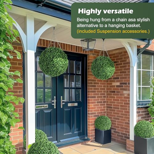 Garveehome 16” Artificial Plant Topiary Ball, Pre-Lit Artificial Topiary Plant with 8 Mode, Battery Operated,and Remote Control, Light Plant Ball for Backyard, Wedding and Home DéCor