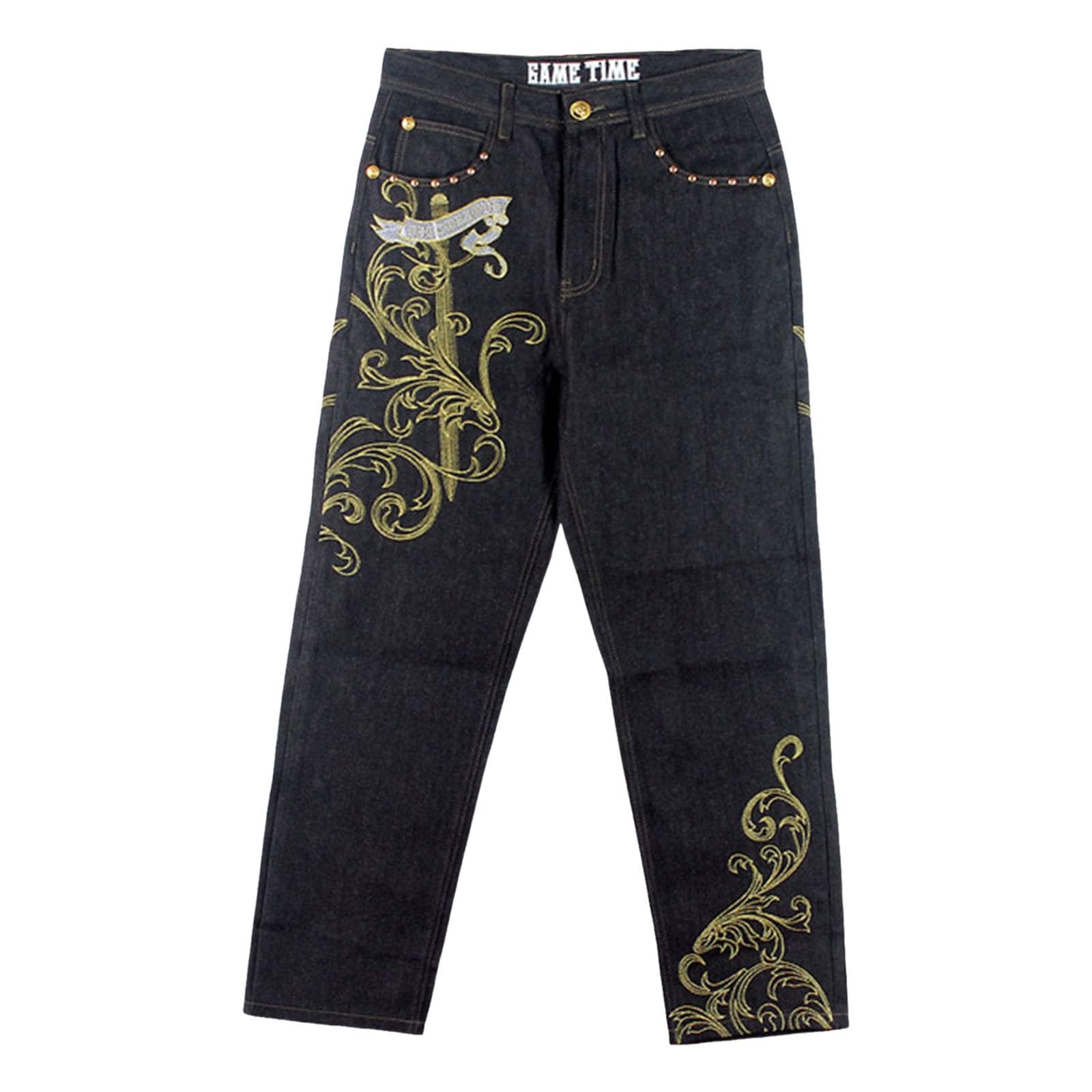 Pantalones de Mezclilla Hombre Estilo Urbano Hiphop Baile Callejero Estampado Casual Corte Recto Lavado Ancho