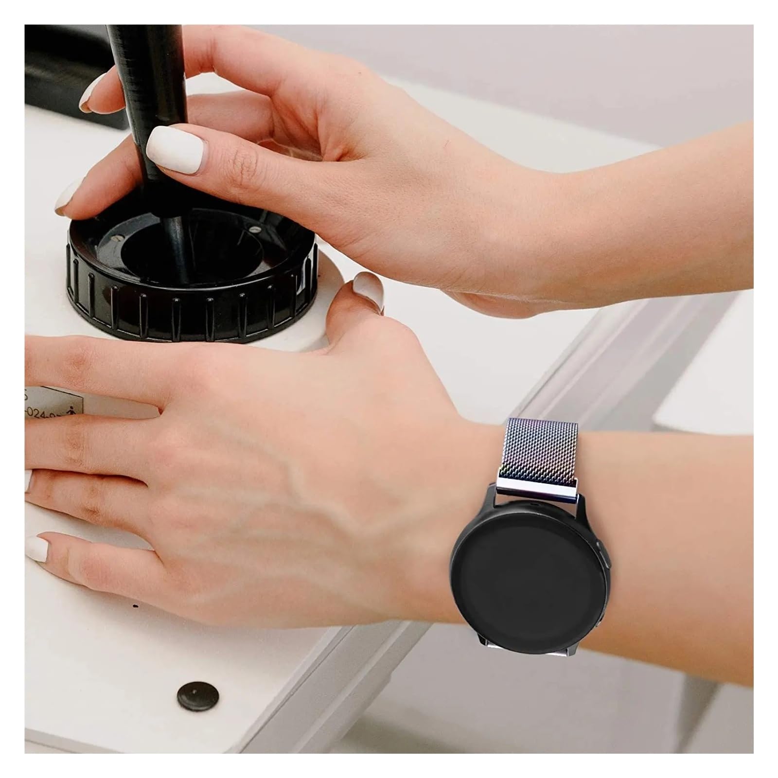 Bracelet de montre à boucle milanaise 20 mm 22 mm en acier inoxydable magnétique pour Amazfit Bip 6 5 GTS 3 2 GTR 3 Pro 42 47 mm Stratos 3 (noir, bracelet de montre de 20 mm)