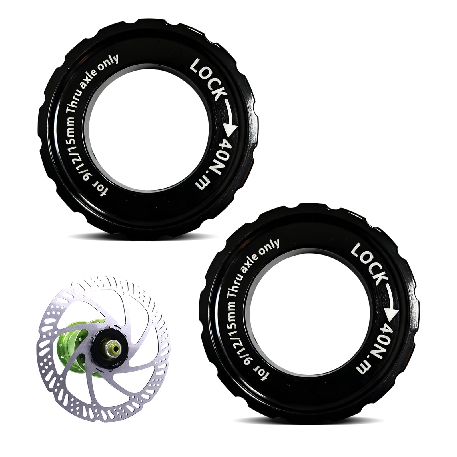 2 sztuki Pierścień zaciskowy Centerlock Tarcza hamulcowa do roweru Kompatybilny z Shimano, Narzędzie Centerlock Tarcza hamulcowa 44x26x8 mm Adapter Center Lock na 9/12/15mm MTB Rower