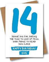 Son 14th Birthday Card for Son - Funny Look up from Phone Joke