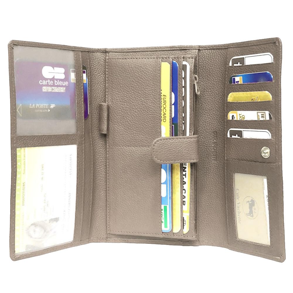 LOLUNA® Compagnon de Voyage Multifonction Tout en Un, Porte chéquier, Carte, Monnaie et identité - idée Cadeau Noël, fête, Anniversaire - Taupe
