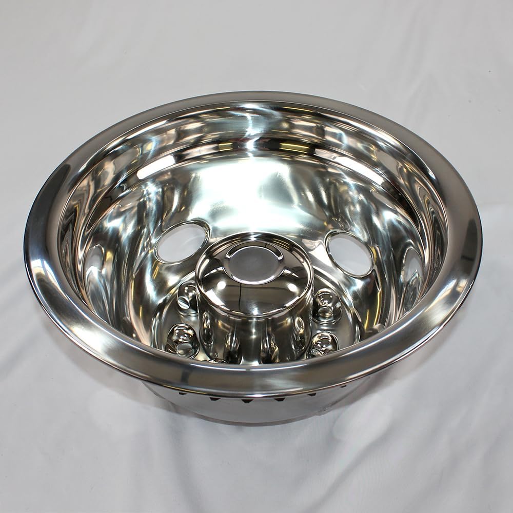 Set of Four 16" Polished Stainless Steel 8 Lug Snap-On Dually Wheel Simulators
