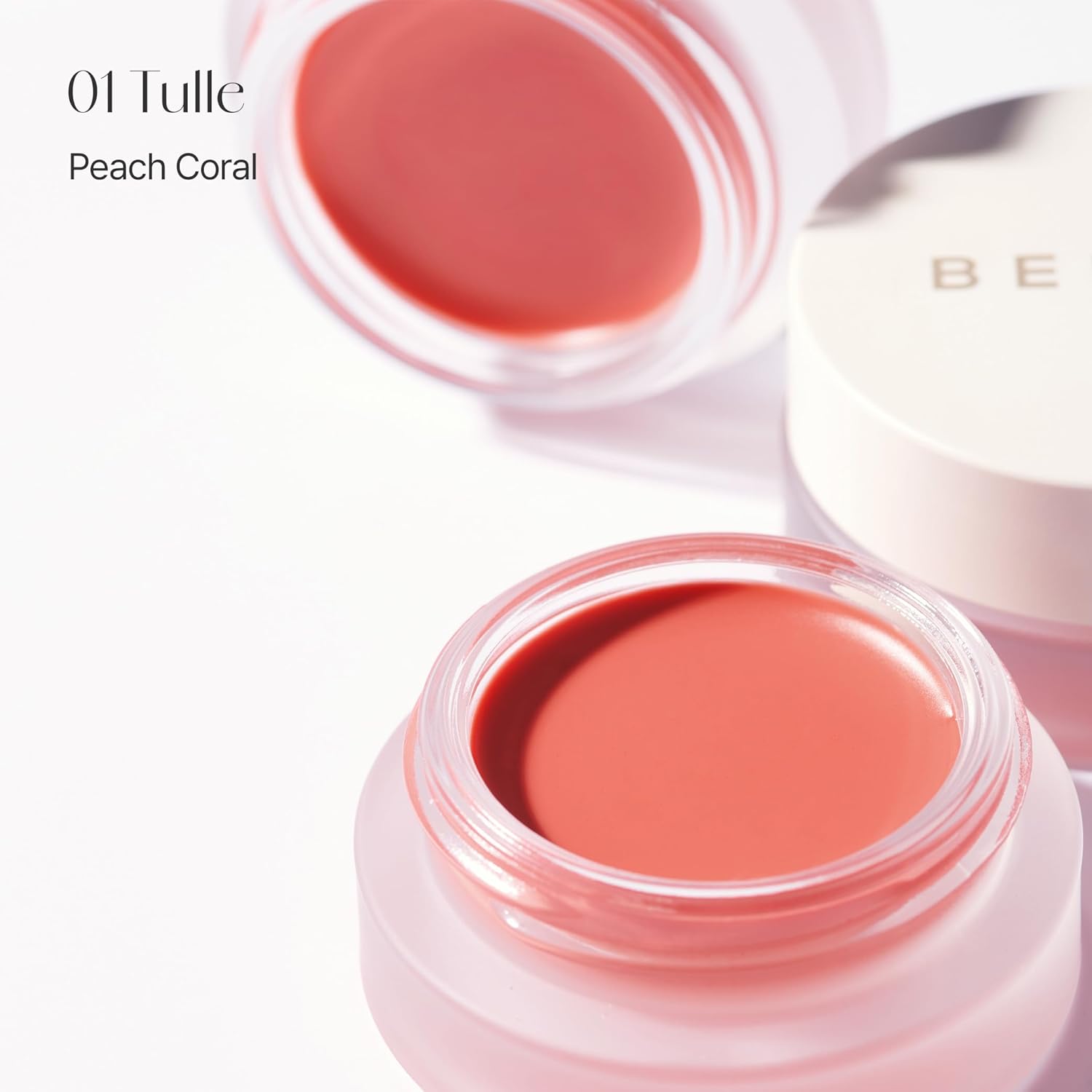 BEIGIC Flush Lip & Cheek Balm - Vegan Buildable & Blendable Multiuse Balm | Natural Flush & Glow | Glowy Blush for Cheeks | Dewy Korean Make Up Cream Blush | 01 Tulle - Peach Coral, 0.14 fl.oz