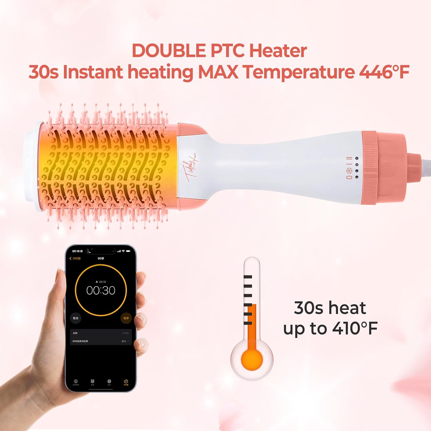 4 in 1 Blow Dryer Brush, Ukliss Hair Dryer Brush Blow Dryer, Ceramic Oval Hot Air Brush & Volumizer for All Hair Types, Versatile Hair Styling Tools Pink White