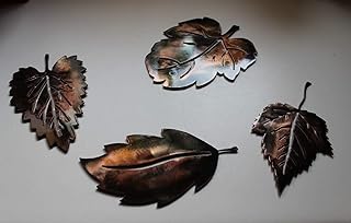 METAL WALL ART LEAFS (4) SMALL COPPER/BRONZE PLATED