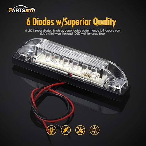Miniatura 7 de Partsam 4 tiras de luz LED de 4 pulgadas, color blanco, 9 LED, transparente, impermeable, 12 V, decoración de vehículos, montaje en superficie, 4