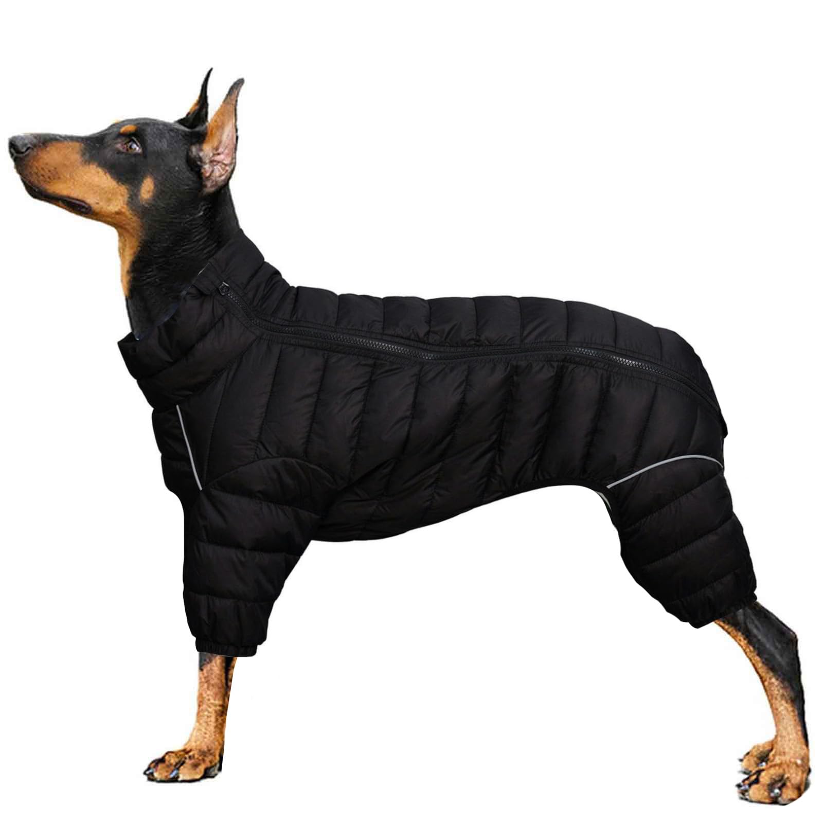 UOSIA Dog Puffer Jacket Full Body Dog Snowsuit Soft Lightweight Warm Dog Coat with Reflective Stripes Outdoor Windproof Dog Apparel for Small Medium Large Dogs Winter Dog Clothes