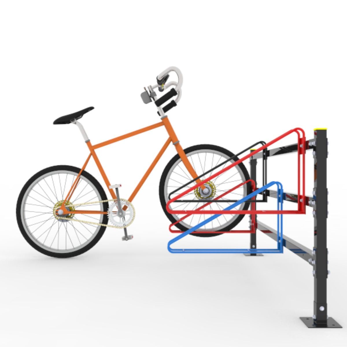 Pole-Mounted Stand with 4 Vertical Racks and Mounting Flexibility | Includes 1 Frame for Easy Setup and Installation | Bicycle Parking Stand for 4 Bikes