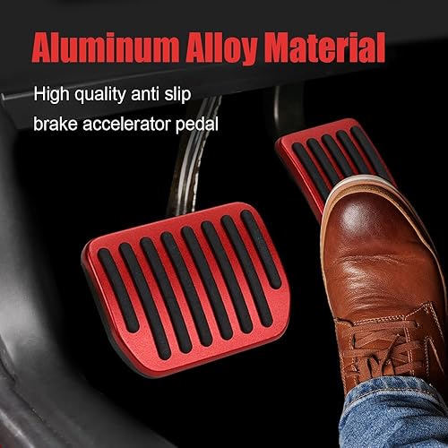 Miniatura 7 de Juego de almohadillas de pedal de pie, fundas de aluminio para pedales de automóvil, almohadillas antideslizantes para pedales, fundas para pedal de