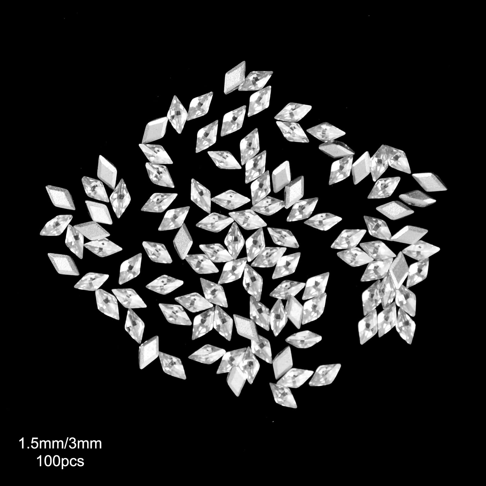 100pcs Strass 3D Ongles Nail Art - Cristal à Dos Plat 3mm, Rhinestones de Zircon Brillants pour Décoration - Strass Ongles, Nail Art 3D, Idéal DIY, Mariage & Accessoires