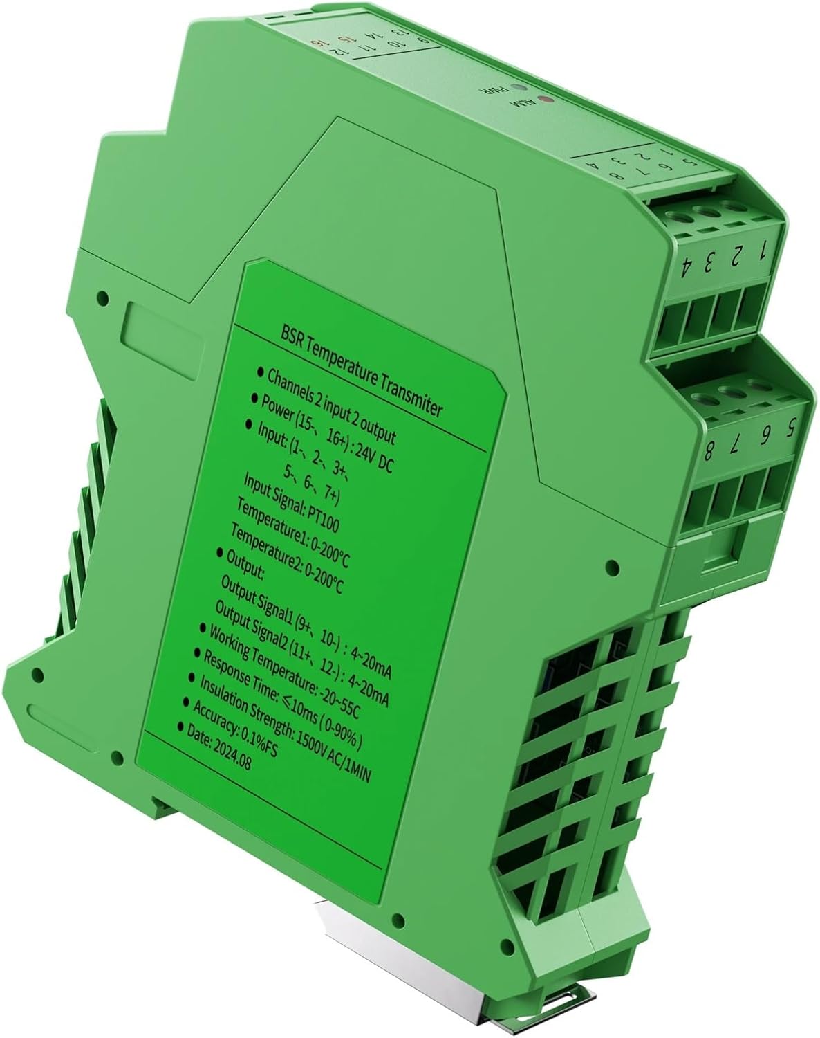1pcs DIN Rail Temperature Transmitter PT100-200-650C Temperature Detection 4-20mA 0-5V 10V Output Thermistor Temperature Transducer(1 in 2 out,0-200C 0-10V)