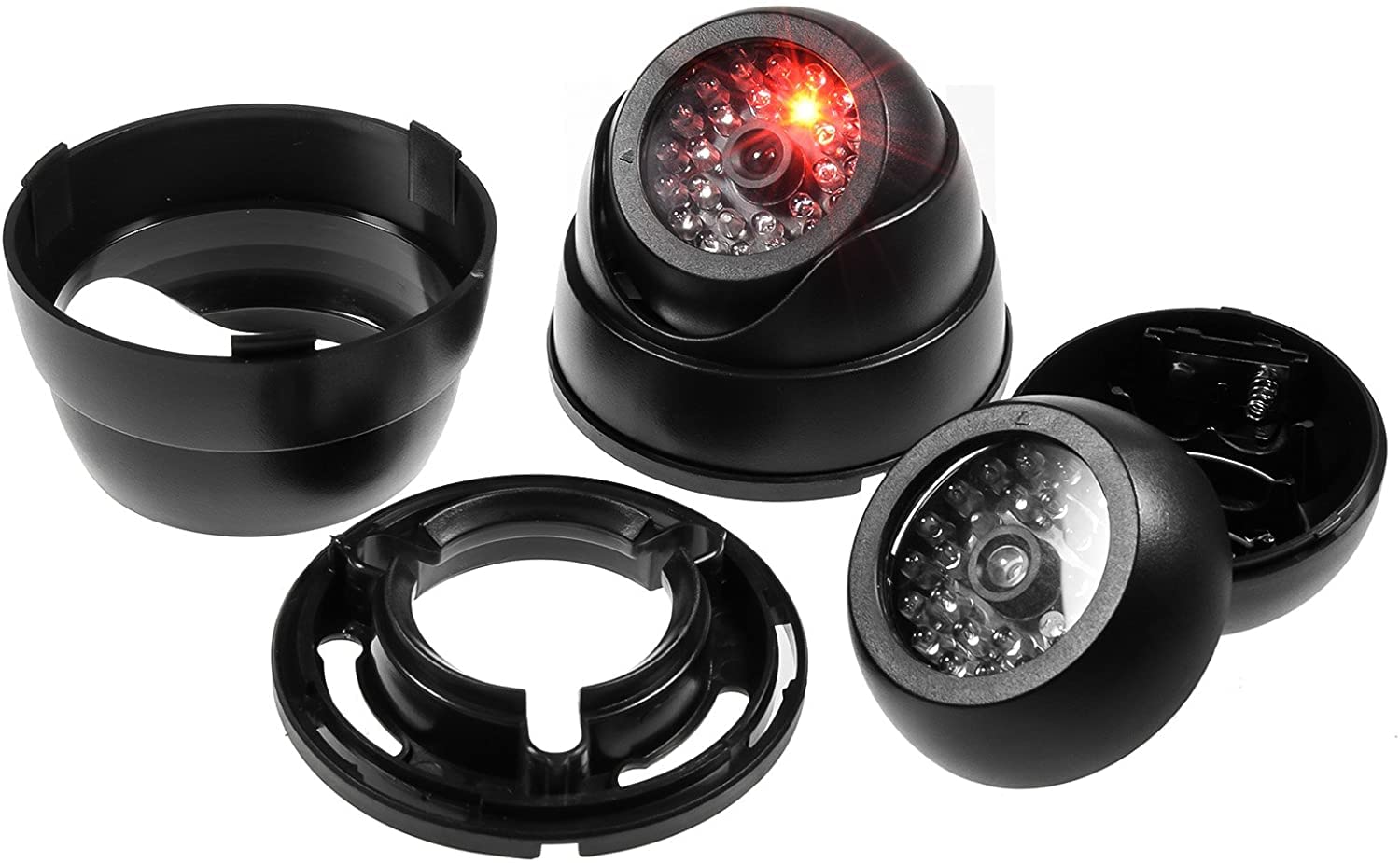 Telecamera di Sicurezza Finta CCTV con Luce Lampeggiante LED a Infrarossi Nero 2x