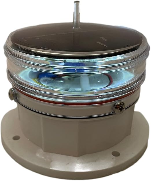 Solar Dock Warning Light 360 Degree - Super Bright Waterproof LED Light for Marine Applications - Constant On or Flashing (WHITE)