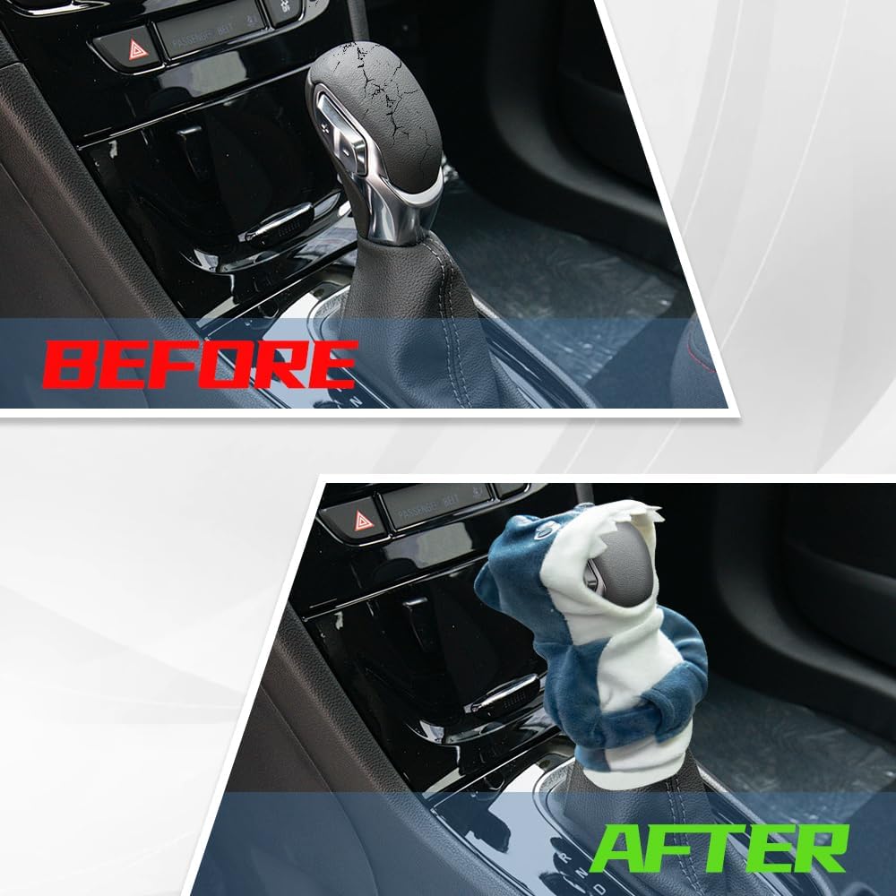 Car Shift Gear Cover, Fashionable Sweater Hoodie Auto Gear Shift Knob Protector, Cute Shark Gear Shift Cover for Knob Cover Gift, Universal Car Interior Accessories for Most Cars image 5