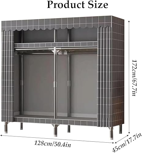 Miniatura 2 de Armarios grandes Armario portátil Armario con marco de acero para dormitorio con cubierta de tela gruesa Armario fácil de montar Armario ahorro de