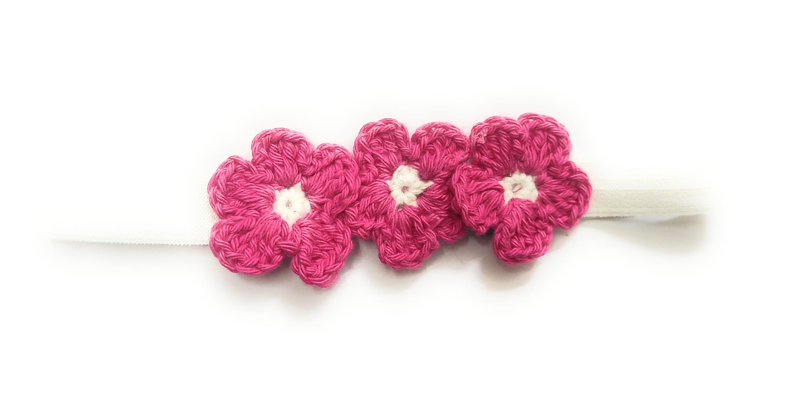 CRAnsh Creations;Crafted with Love Handmade Crochet Flower head band for newborn baby girls (0-2 years) pack of 1 (Fuchsia pink, S)-image-2