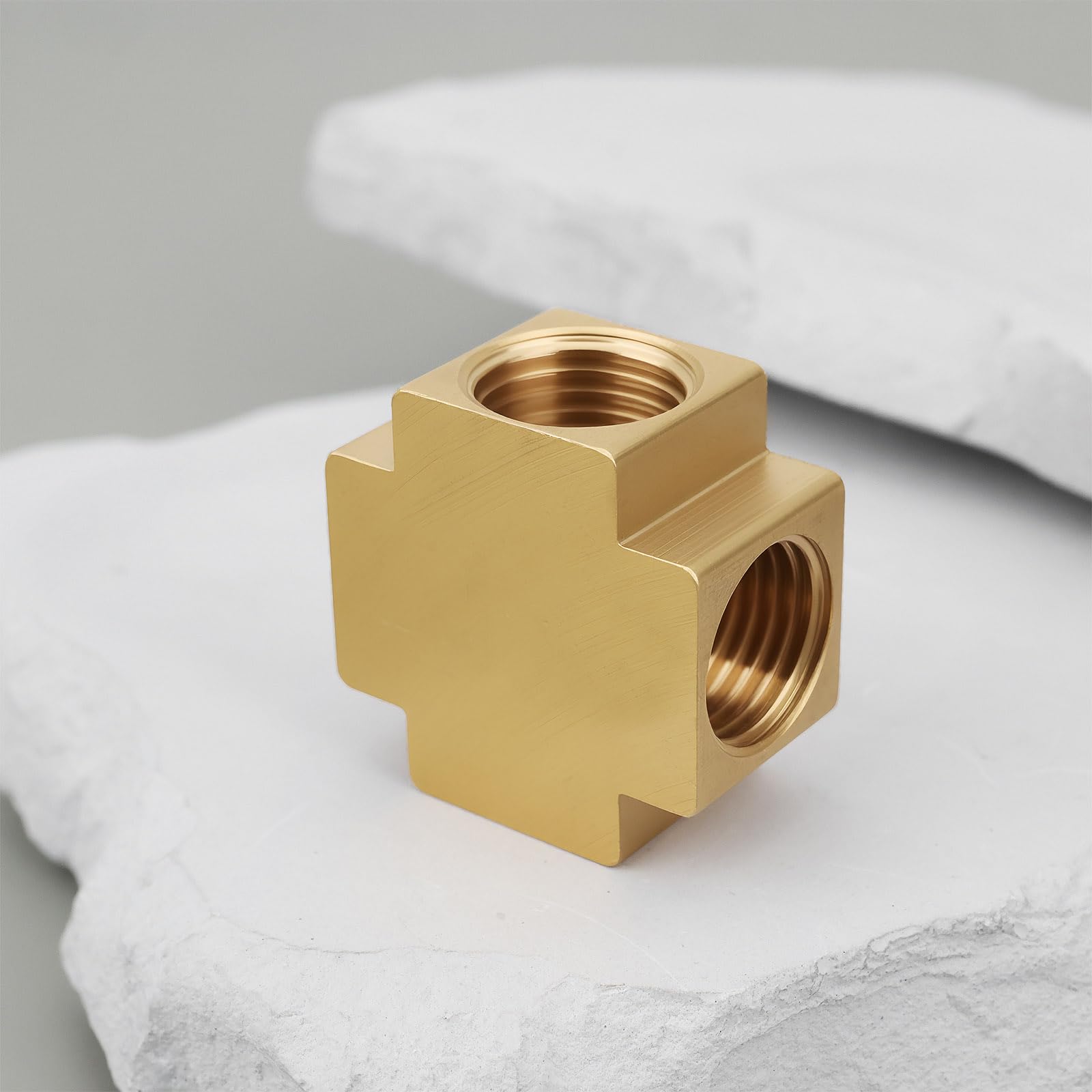 1/4 NPT Femmina Raccordo A Croce In Ottone 1/4" NPT Femmina - Per Tubazioni Acqua, Olio, Aria, Carburante, 4 Vie Raccordo Taiwan Pressione 1200 PSI