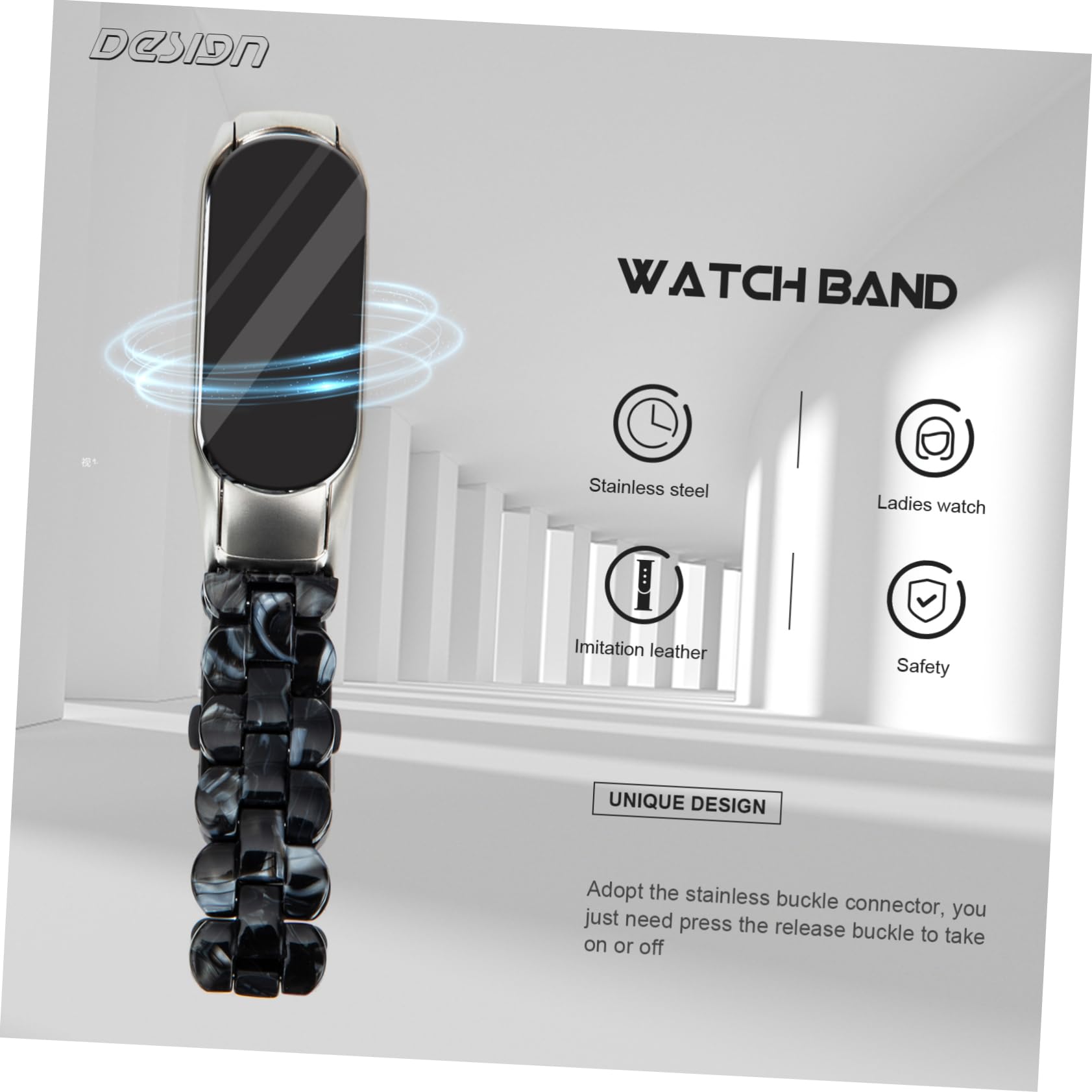 UPKOCH 2 Pièces Mi 5 6 Bracelet Bracelet En Métal Montre Bracelet Pour Femmes Bracelets De Montre Bande De Remplacement Montre Bracelet En Acier Inoxydable Intelligent
